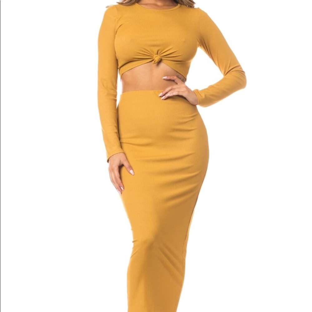 Two piece crop top and maxi skirt set